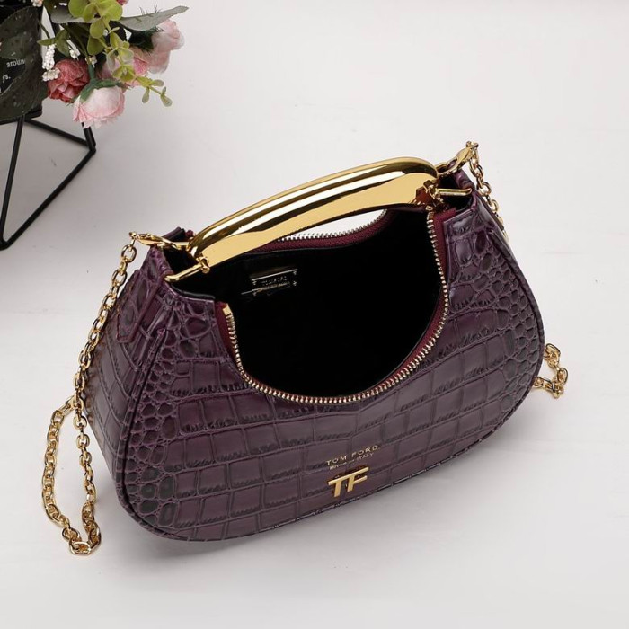 Tom Ford Naisten Mini Krokotiili Kuvio Olkalaukku, Purppura