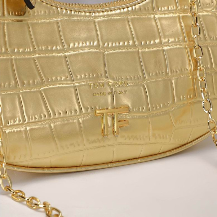 Tom Ford Naisten Mini Krokotiili Kuvio Olkalaukku Gold