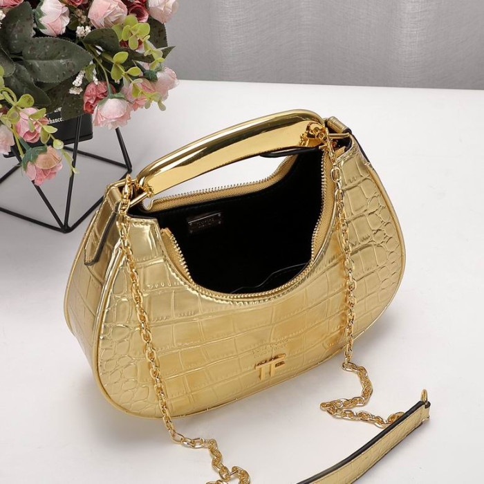 Tom Ford Naisten Mini Krokotiili Kuvio Olkalaukku Gold