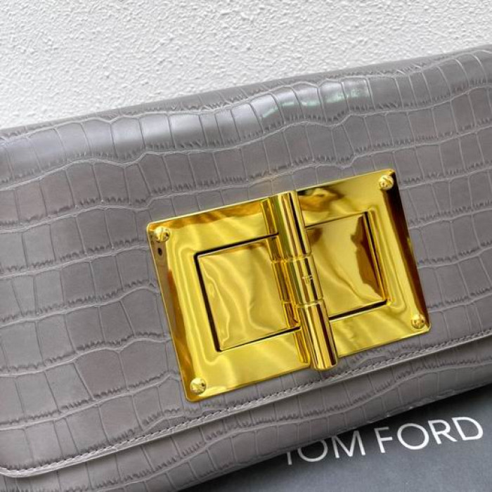 Tom Ford Naisten Krokotiili Olkalaukku Harmaa