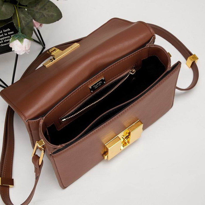Tom Ford Nahka Ja Kulta Logo Solki Mini Olkalaukku Ruskea 