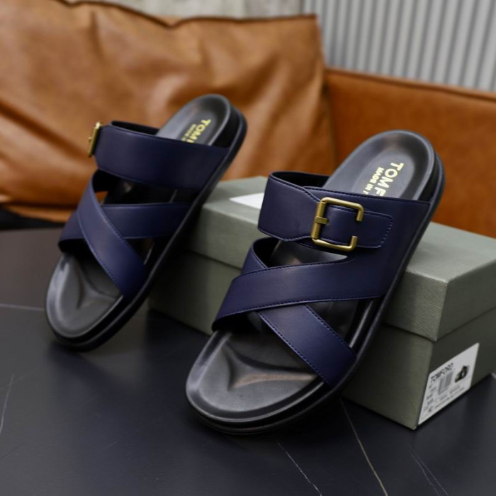 Tom Ford Miesten Nahka Tohvelit Sininen