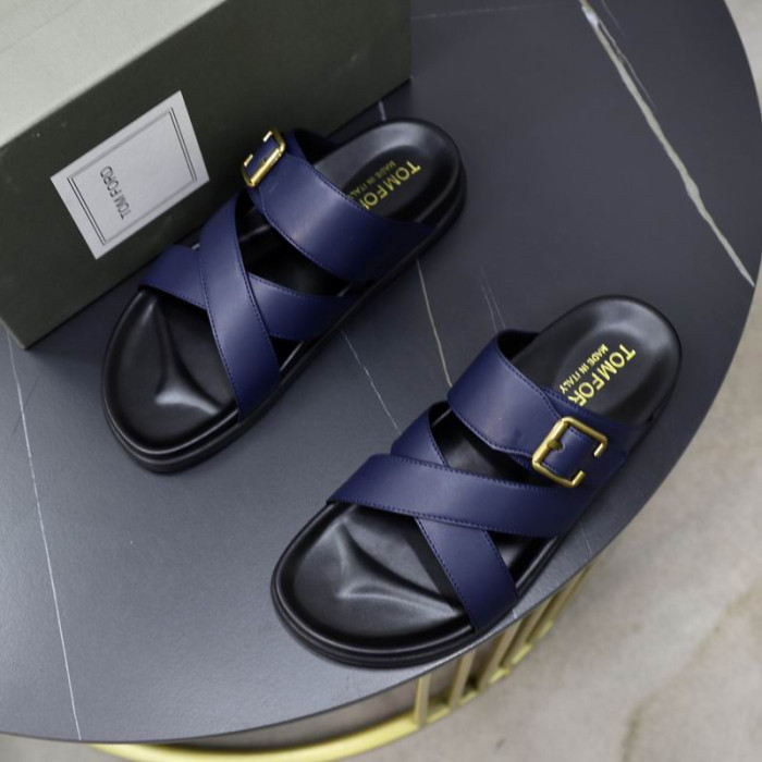 Tom Ford Miesten Nahka Tohvelit Sininen