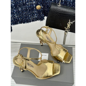 Tom Ford 10.5 cm Metalli Ketju Leimattu Krokotiili Nahka Angelina Sandaalit Kulta