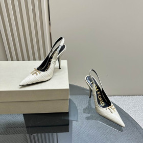 Tom Ford 10cm Krokotiili Nahka Angelina Slingback Valkoinen