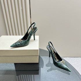 Tom Ford 10cm Krokotiili Nahka Angelina Slingback Vihreä