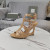 Tom Ford 11cm Kiiltävä Leimattu Krokotiili Nahka Paradis Häkki Sandaalit Aprikoosi