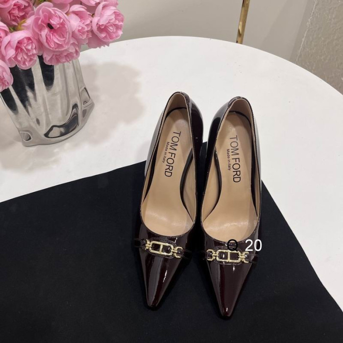 Tom Ford 10cm Cuir verni Whitney pompes Marron Foncé