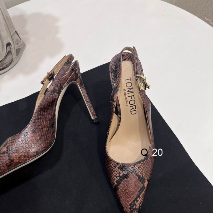 Tom Ford 10cm Angelina Slingback Chaussures Estampé Python Marron
