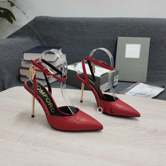 Tom Ford Cuir Cadenas A Souligné Toe Pompes En Rouge