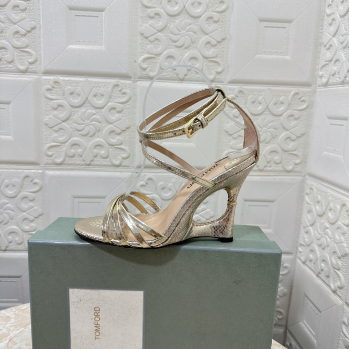 Tom Ford 10.5 cm imprimé Serpent Lanières Talon Haut Sandale En Or