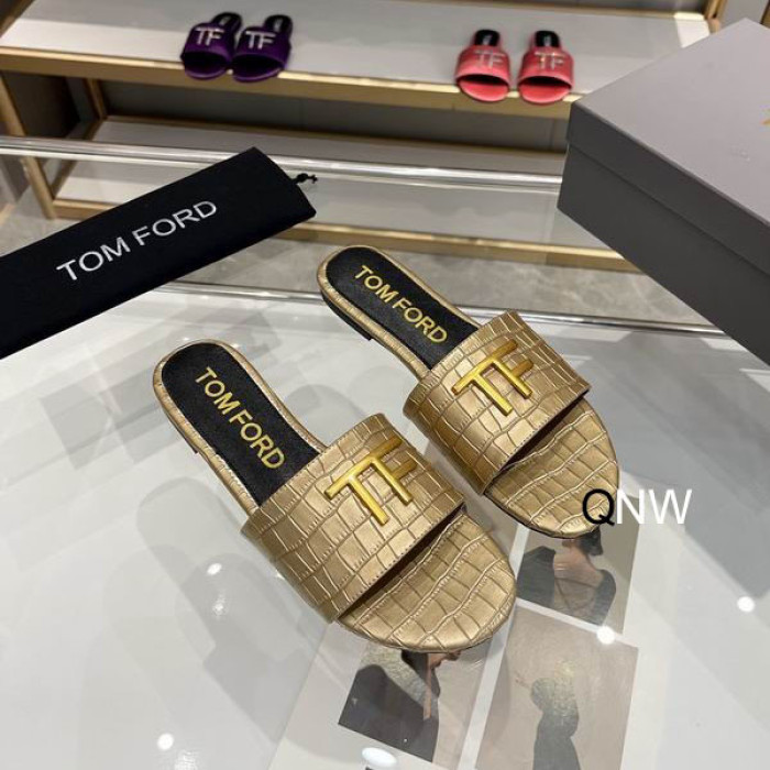 Tom Ford Crocodile TF Logo Slide En Or