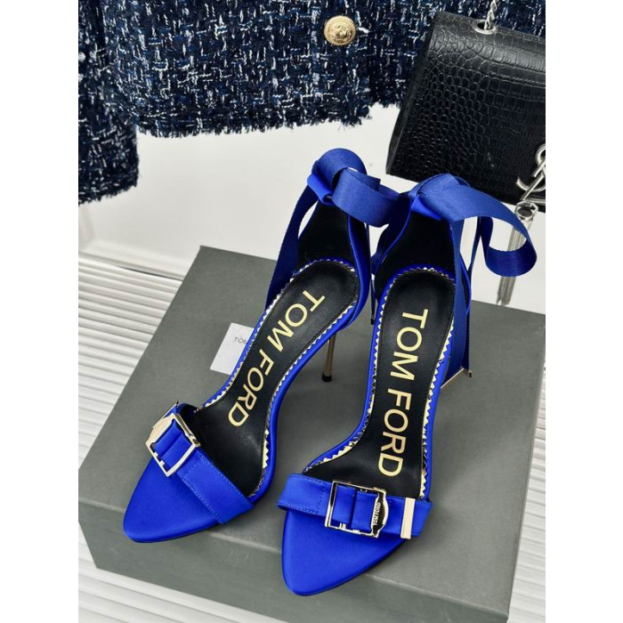 Tom Ford 10cm Satin de Soie Boucle Creux Sandale à bride En Bleu
