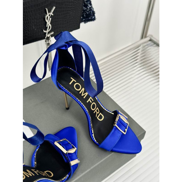 Tom Ford 10cm Satin de Soie Boucle Creux Sandale à bride En Bleu