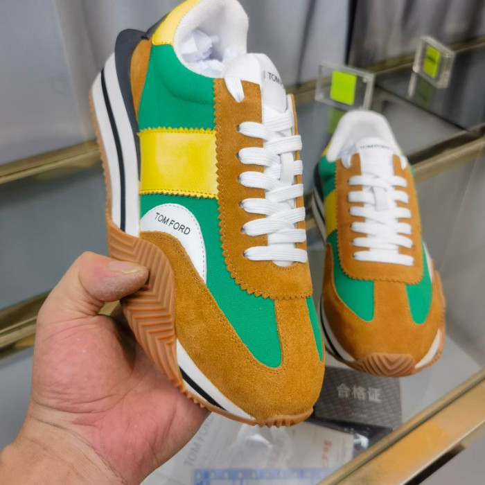 Tom Ford En Daim Tissu Technique James Sneaker En Marron/Vert 002