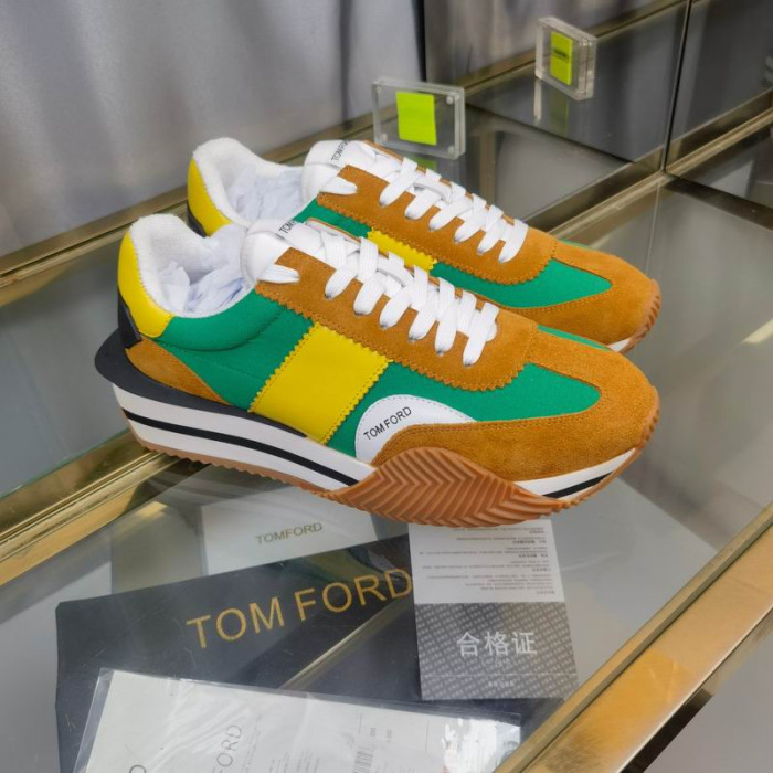 Tom Ford En Daim Tissu Technique James Sneaker En Marron/Vert 002