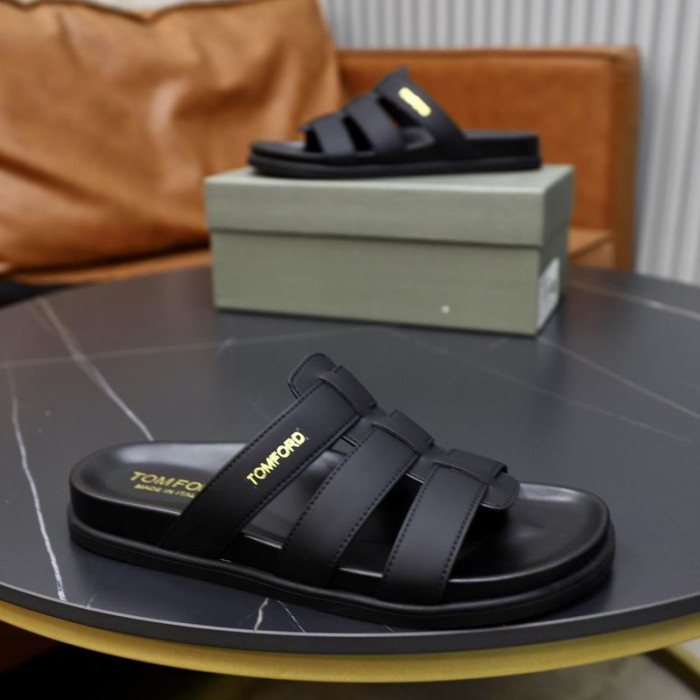 Tom Ford pour Hommes en Cuir Flip Flops Dans Black02