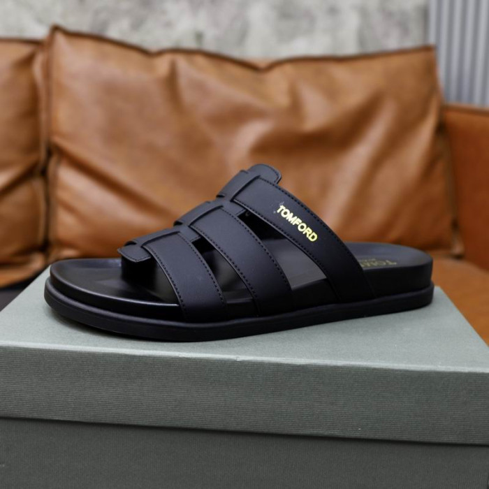 Tom Ford pour Hommes en Cuir Flip Flops Dans Black02