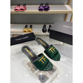 Tom Ford 4,5 cm en Crocodile TF Logo Slide En Vert