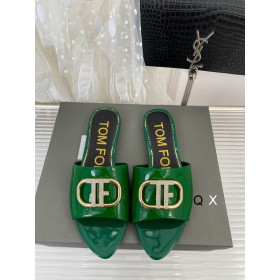 Tom Ford Brevet Cuir TF Logo Slide En Vert