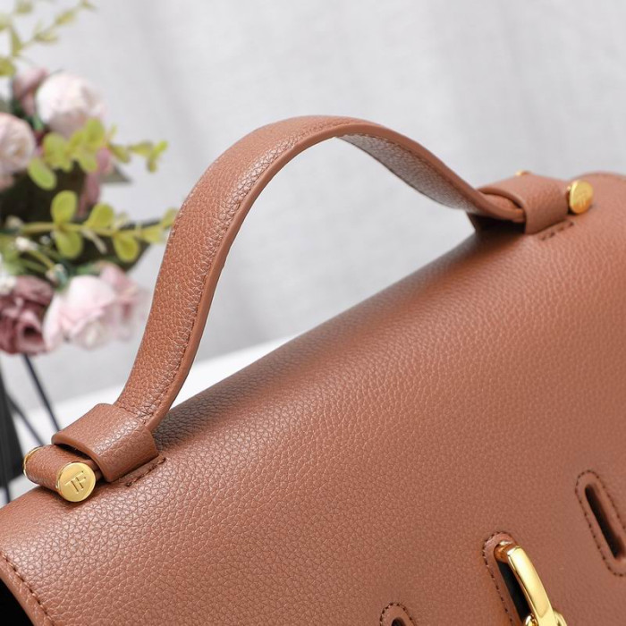 Tom Ford Damen Texturierten-Leder-Mini-Umhängetasche In Braun