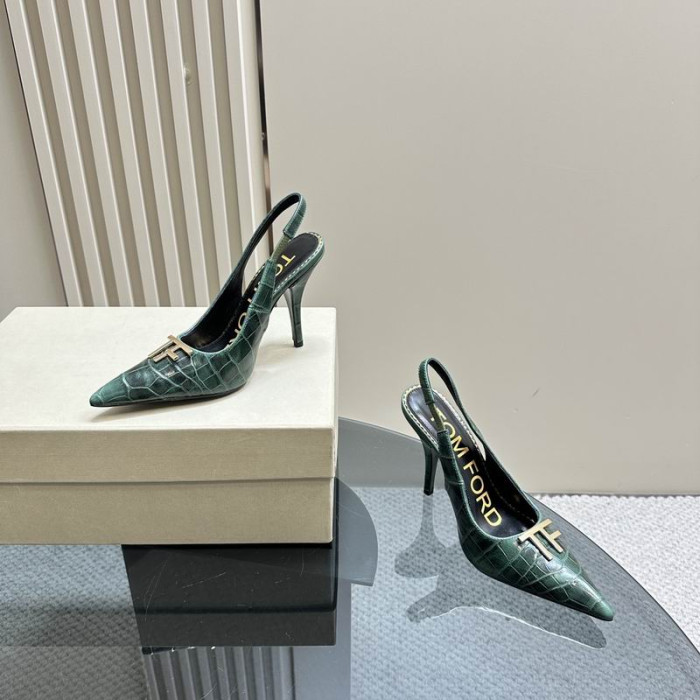 Tom Ford 10cm Krokodil Leder Angelina Slingback Grün