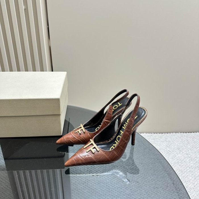Tom Ford 10cm Krokodil Leder Angelina Slingback Braun