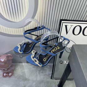 Tom Ford 10,5 cm Kette Leder Sandalen In Blau