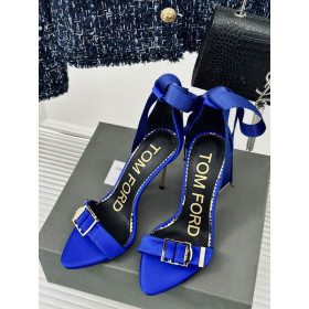 Tom Ford 10cm Seide Satin Schnalle Hollow Strap Sandal In Blue