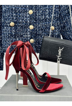 Tom Ford 10cm Seide Satin Hollow Strap Sandal In Weinrot