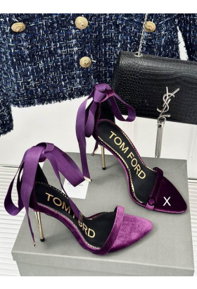 Tom Ford 10cm Silk Ribbon Velvet Sandale In Lila