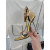 Tom Ford Patent Leather Chain Punkt-Zehe-Knöchel-Riemen Sandalen In Gold