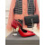 Tom Ford Krokodil Muster Padlock Ankle Wrap Pointed Toe Pumps In Red