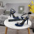 Tom Ford 10,5 cm Leder Silber Kette Sandale In Blau