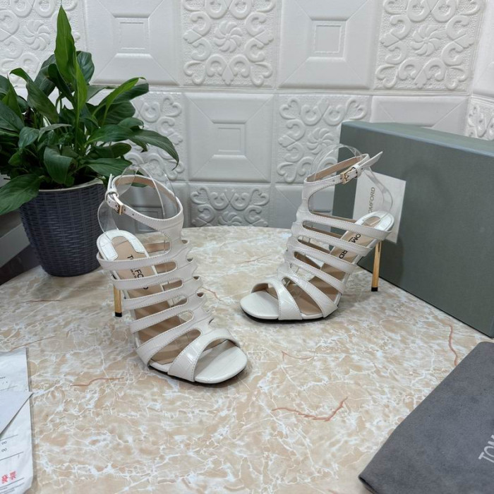 Tom Ford 10.5 cm Σφραγίδα Δέρμα Κροκόδειλου Paradis Cage Σανδάλι Σε Λευκό