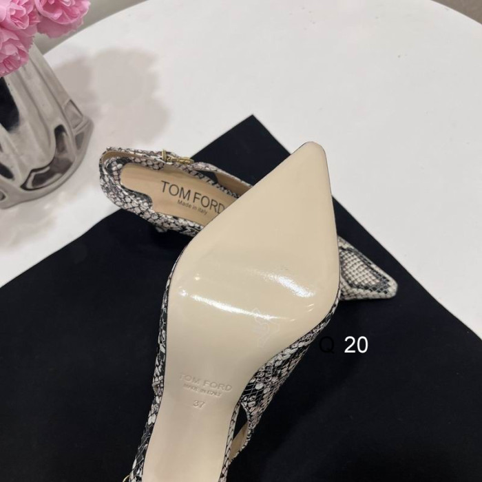 Tom Ford 10cm Angelina Slingback Παπούτσια σε Ανάγλυφο Python Σε Λευκό