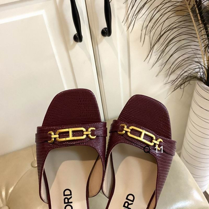 Tom Ford Σαύρα Λογότυπο-Πλάκα Επίπεδη Σανδάλι Σε Claret