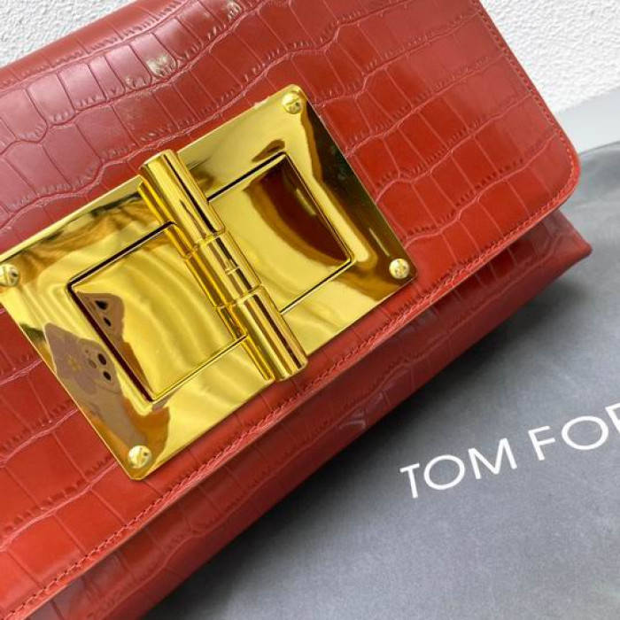 Των Γυναικών Του Tom Ford Κροκόδειλος Τσάντα Ώμου Σε Κόκκινο