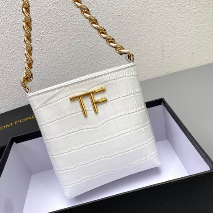 Tom Ford Παχύ Αλυσίδας Σχεδίων Κροκοδείλων Underarm Τσάντα Σε Λευκό
