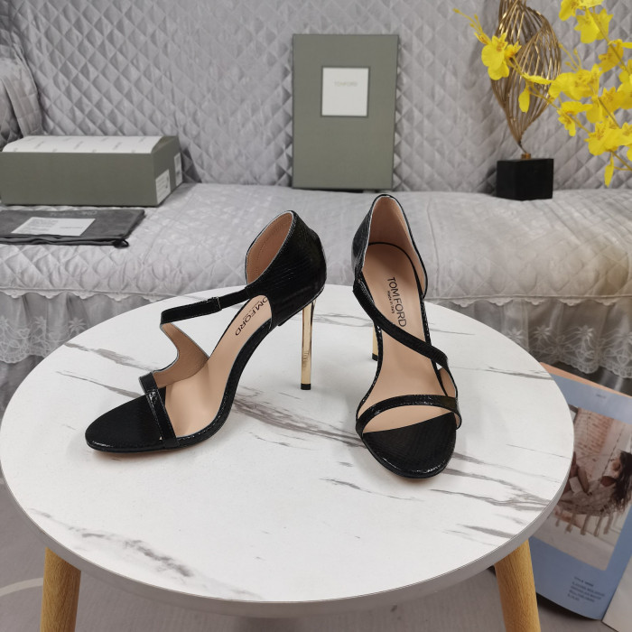 Tom Ford 10.5 cm Φίδι-Επίδραση Δερμάτινα Ψηλοτάκουνα Σανδάλι Σε Μαύρο