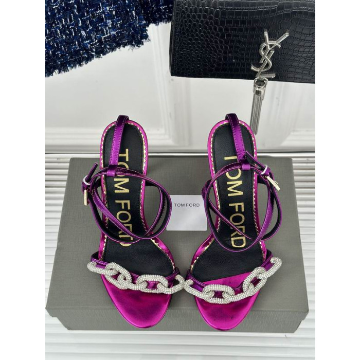Tom Ford 10cm Ασημί Αλυσίδα Σανδάλι Σε Μωβ