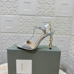 Tom Ford 10.5 cm Σφραγίδα Snakeskin Δέρματος Μετάλλων Αλυσίδα Angelina Σανδάλι Σε Ασήμι