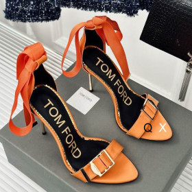 Tom Ford 10cm Μετάξι Κορδέλα Σανδάλι Σε Πορτοκαλί